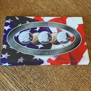 2003 US Mint 24k gold plated state quarter coin collection in box and plastic
